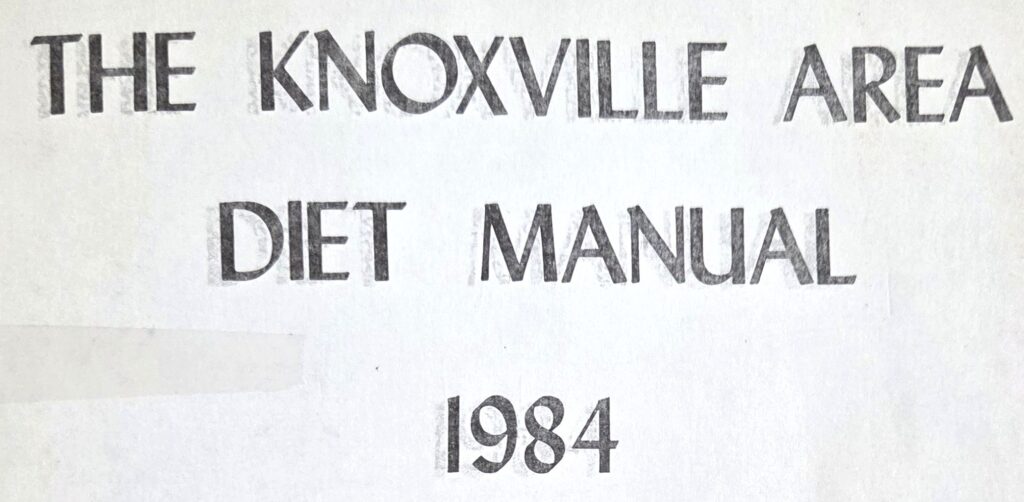 The Knoxville Area Diet Manual 1984